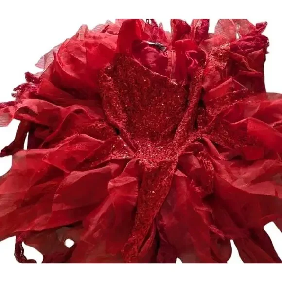 Chasing Fireflies Sweet Devil Costume Sequin Lace Leggings Dress Cosplay - Picture 4 of 12